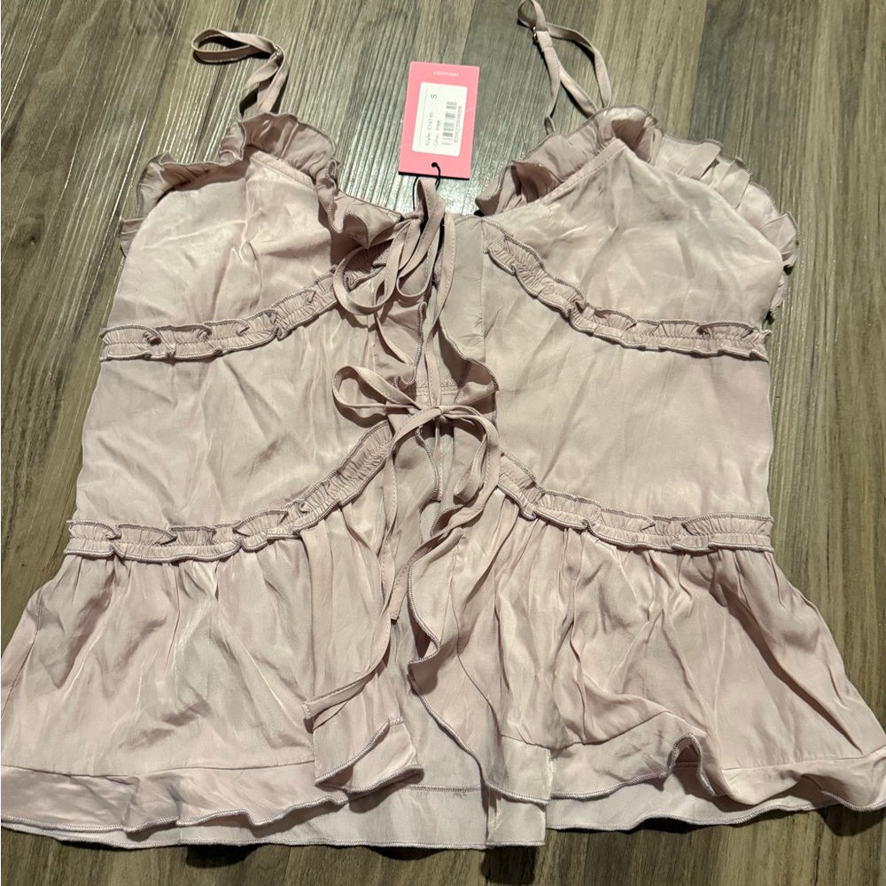 Edikted Light Pink Ruffle Blouse